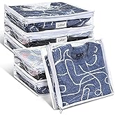Hoolerry 6 Pieces Sweater Storage Bags Plastic Clear PVC Clothes Storage Bags with Zipper and Label for Blankets Clothes Closet Quilt Pillow Bed Sheet Organizer(14.2 x 12 x 3.2 Inch)
