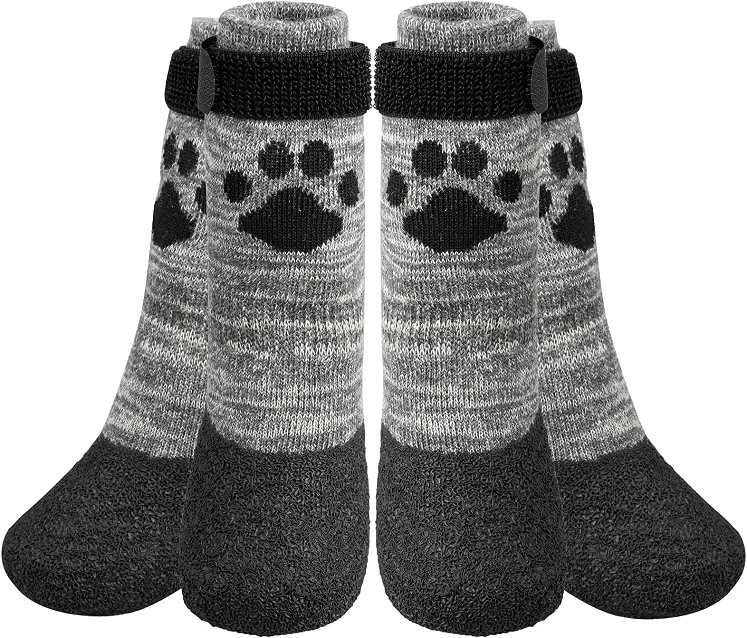 KOOLTAIL Anti Slip Dog Socks for Hot/Clod Pavement to Prevent Licking Paws, Dog Booties for Hardwood Floors, Traction Rain Dog Boots & Paw Protectors Shoes with Grip for Large Dogs in Grey