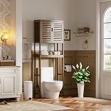 SMIBUY Bamboo Over-The-Toilet Storage Shelf Cabinet Walnut 3-Tier view 7