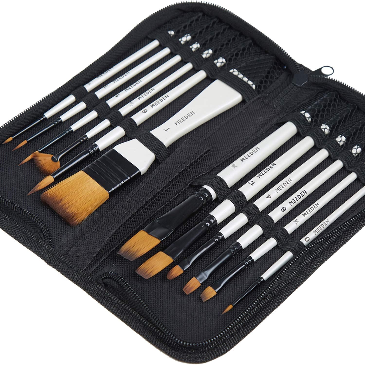 MEEDEN Professional Paint Brush Set12 Pcs with Carry Case, Suitable