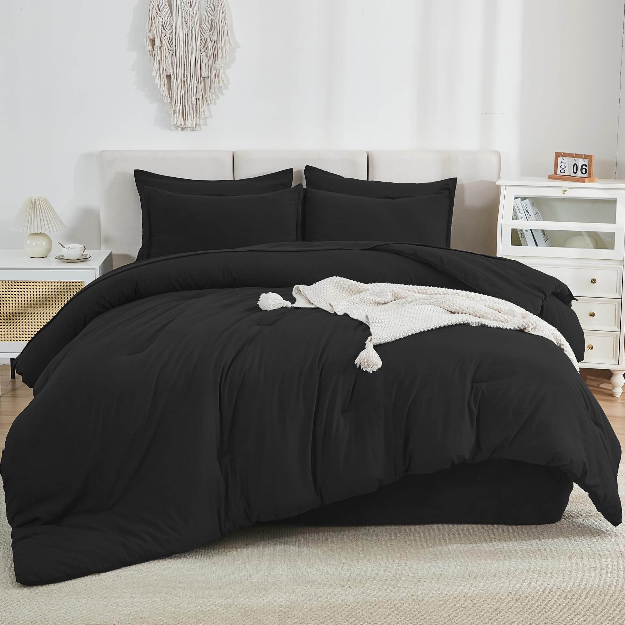 Litanika Comforter King Size Set Black - 7 Pieces