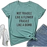 LOOKFACE Women Cute NOT Fragile Shirt Funny Letter Print Graphic Tees