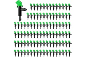 YOUHAOZHAI 100 Pcs GPH Flag Irrigation Dripper Emitter Garden Irrigation Drip Emitter Irrigation Connect 4mm/7mm Hose for Home Garden Trees Herbs (16L/H Green)