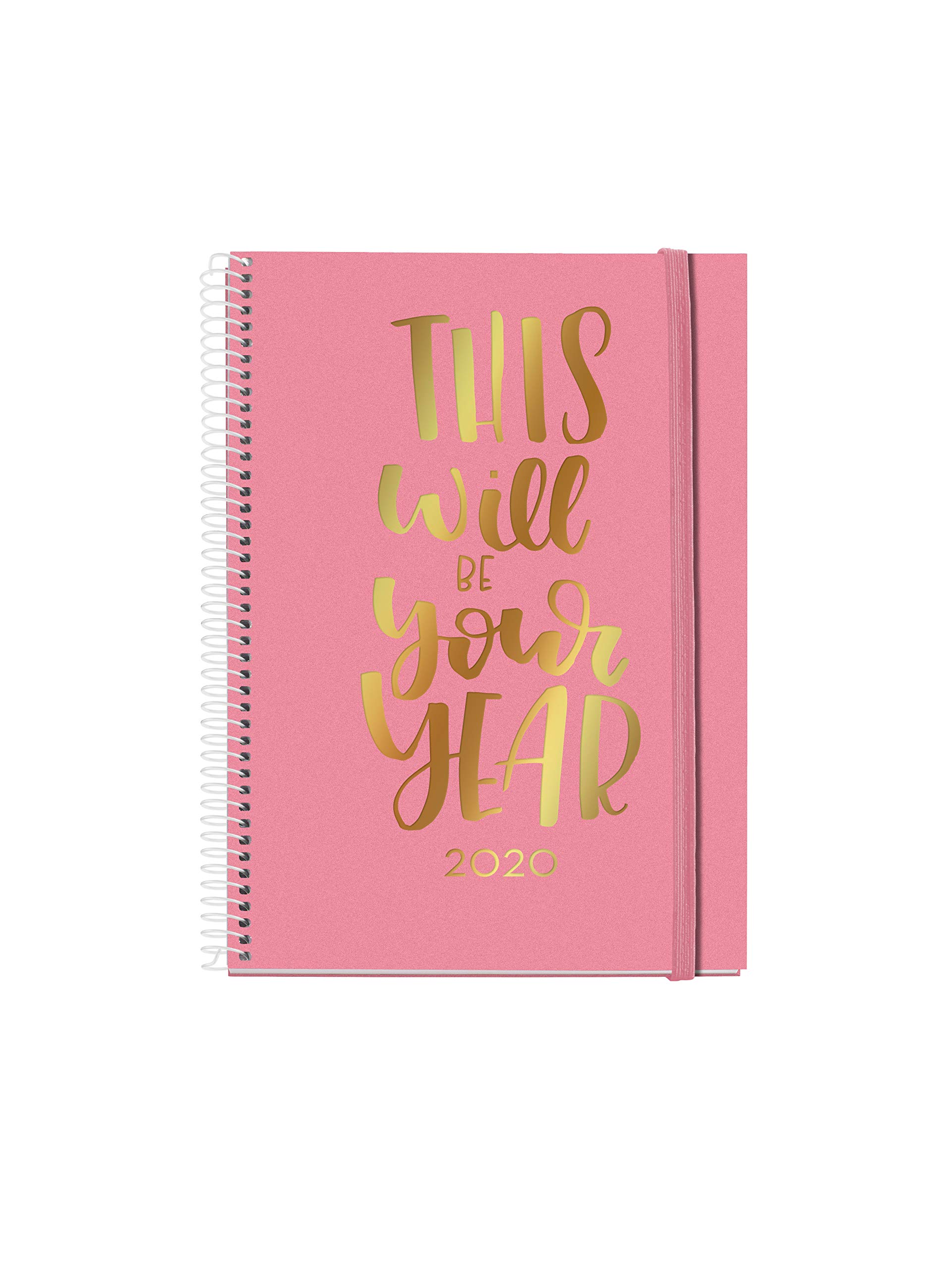 Miquel Rius 34013 – 2020 Day Page Diary (155 x 213 mm), Desktop, Script Pink, Spanish