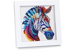 AyuqEjus 5D Diamond Art Kits for Kids with Wooden Frame, Diamond Art for Kids Ages 6-12 by Number Kits DIY Painting Arts and Crafts,Diamond Dots for Kids Gift 6" X 6" (Zebra)