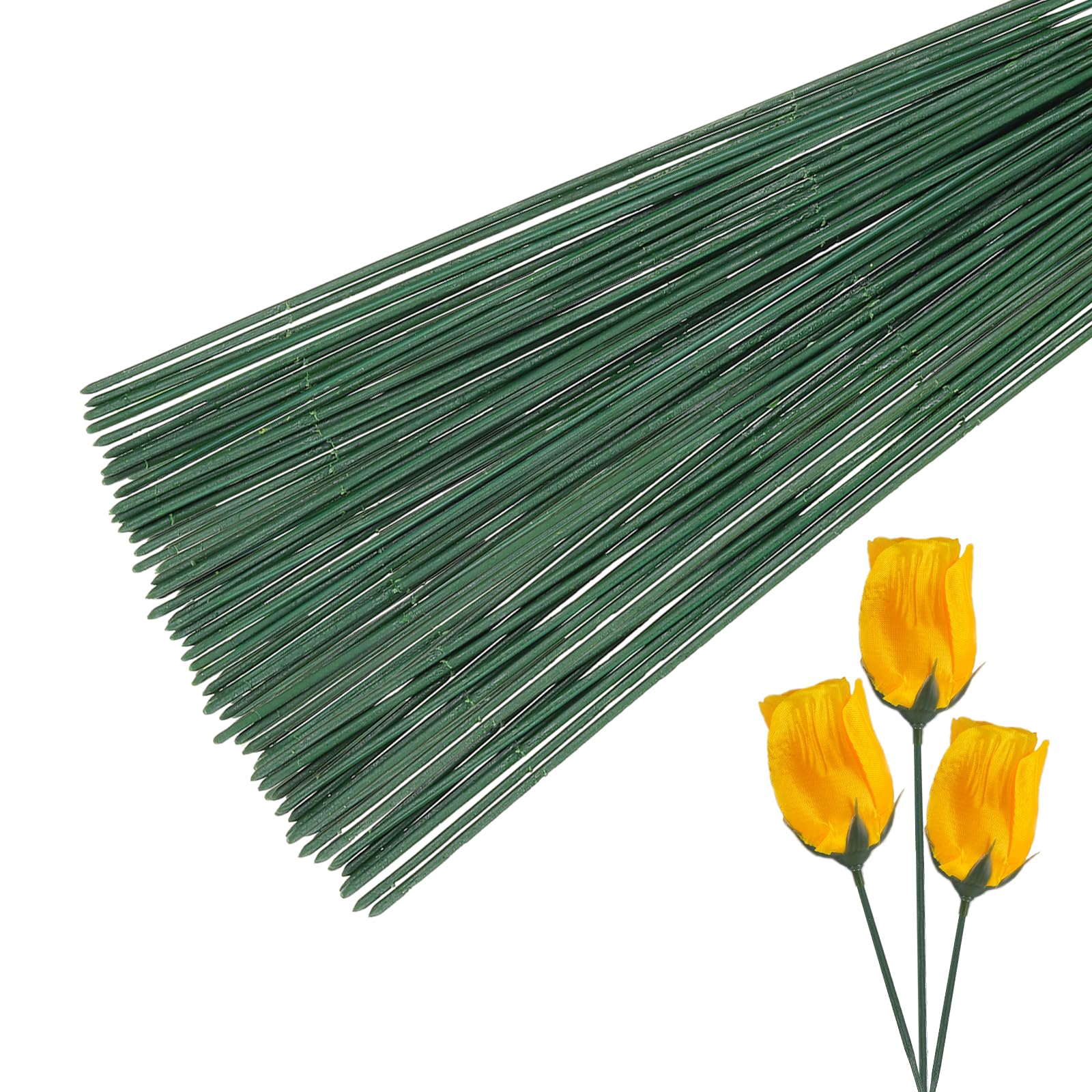 PATIKIL 10 Inch Floral Stem Wire, 200 Pcs Plastic Floral Wire Artificial Flower Rod for Flower Arrangements DIY Crafts Stem Wrapping, Green