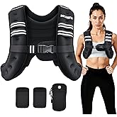 PACEARTH Weighted Vest,6lb/8lb/10lb/12lb/16lb/20lb/25lb/30lb Weight Vest with Reflective Stripe, Body Weight Vests for Women,