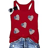OCURHU 4th of July Tank Tops for Women Patriotic American Flag Racerback Sleeveless Shirts Independence Day Vest Tee
