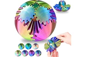 LOCYFENS Gear Ball-3D Printed Gear Ball, Spin Gear Sphere, Cube Fidget Toy Gearsphere, Red Yellow Blue