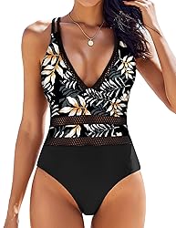 AI'MAGE Women One Piece Swimsuit Sexy V Neck
