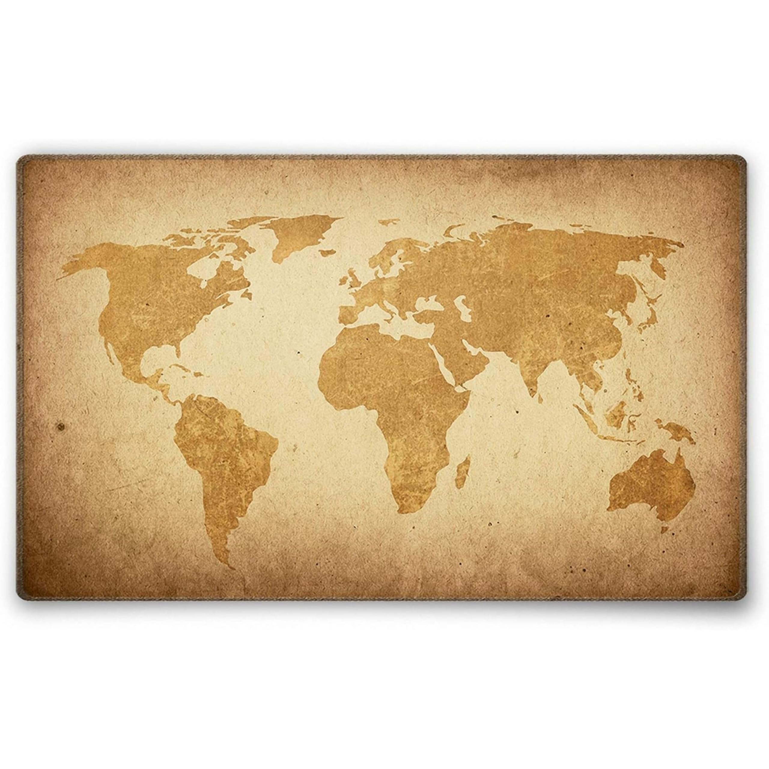 Silent Monsters Mouse Mat Size M 14 x 10 inches / 36 x 25 cm, Brown Global Map, Stitched Edges, washable & rollable Mouse Pad, Gaming Home Office Mousemat, Mousepad non-slip & quiet, Desk Mat