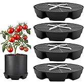 4-Pack Self Watering Fabric Pot Base, Auto Pots Fit for 5 Gallon Grow Bags, Auto-Irrigation Water Delivery System , Auto Watering Plant Saucer for Fabric Planters 3 Year Warranty (Capacity Upgrade)