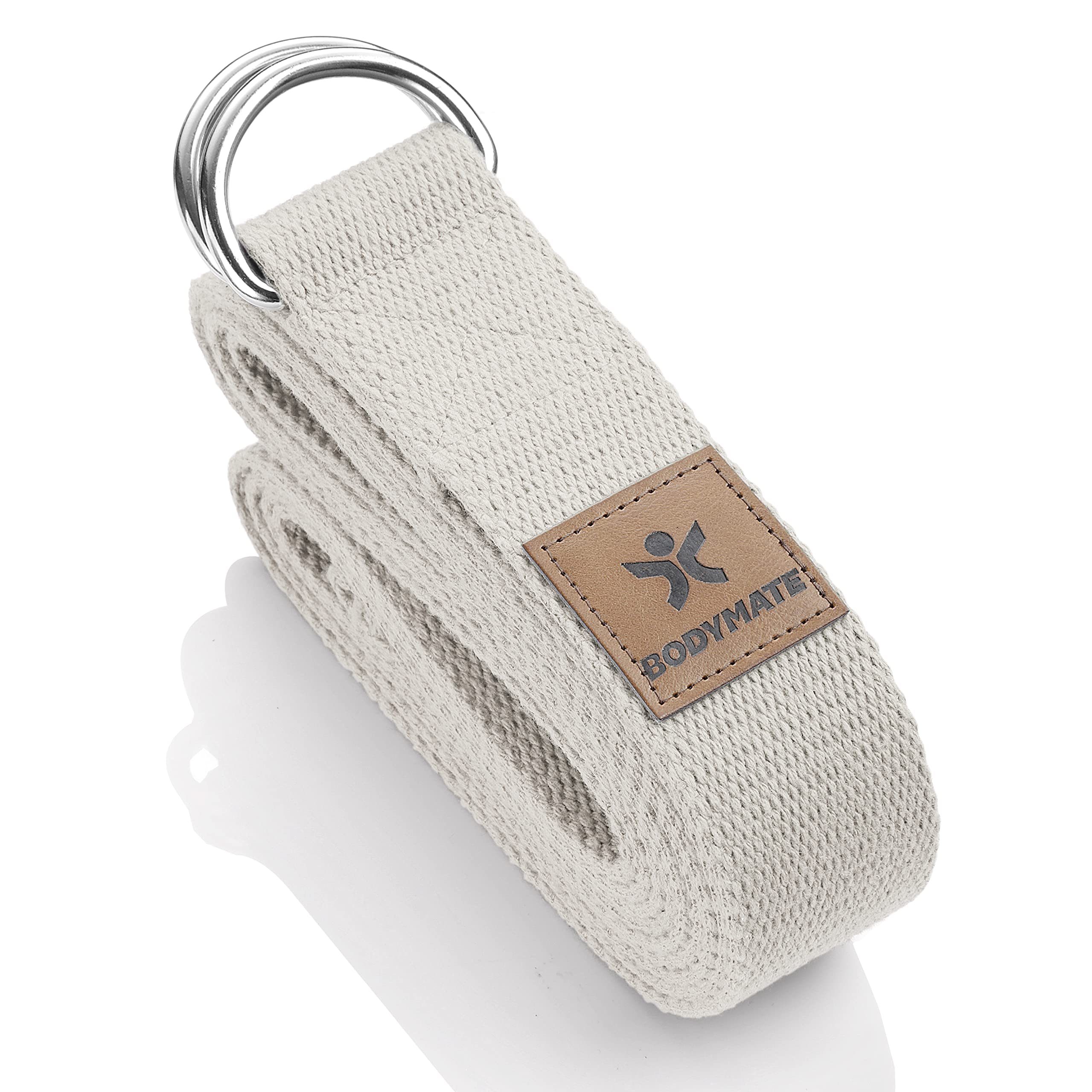 BODYMATE Yoga Strap with Metal Buckle, 250 cm long and 3.8 cm wide, Yoga Band for Beginners and Advanced Users, Yoga Belt made from 100% Cotton