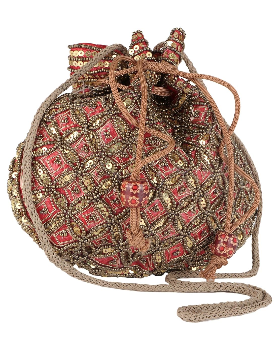 fashiondrobe women's broad potli (red)(fdbp002)