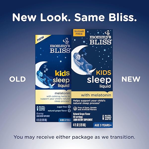 MOMMY’S BLISS KIDS SLEEP LIQUID WITH MELATONIN & CALMING HERBS | MELATONIN FOR CHILDREN 3 YEARS & UP | GRAPE FLAVOR | SUGAR FREE | 4 FL OZ (60 SERVINGS)
