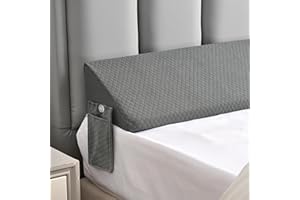 MIDLADE Twin Bed Wedge Pillow for Headboard Gap Filler Pillows Plus (0-8")Gap Filler Between Corner Wall and Mattress/Frame for College Dorm,Sleep,Backrest Light Grey,Rent,Home,Bedroom Decor Bedding Stuffing