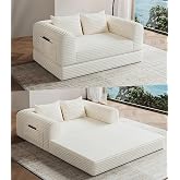 Versatile 2 in 1 Boneless Armchair Chaise Lounge Chair Indoor, Convertible Sleeper Chairs Couch Folding Sofa Bed Oversized Comfy Futon Floor Sofa BeanBag for Reading Nook Living Room Bedroom