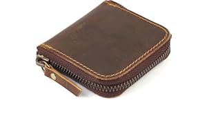 The Antiq Leather Coin Pouch, Zipper Coin Pouch, Multipurpose Case, Earphone Case, Earbuds Case, Cellphone Charger Case, Charging Cable Organiser, Genuine Leather Pouch For Men & Women (Brown)