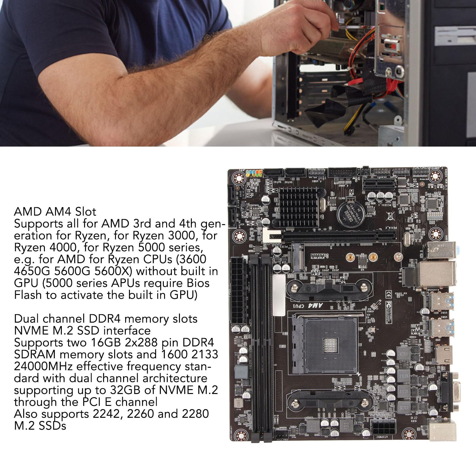 Mua Zunate AMD A520 M ATX Motherboard, AM4 M.2 NVME USB3.0 Dual Channel ...