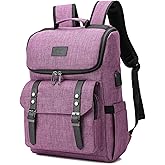 YALUNDISI Vintage Backpack Travel Laptop Backpack with usb Charging Port for Women & Men College Backpack Fits 15.6 Inch Laptop Purple