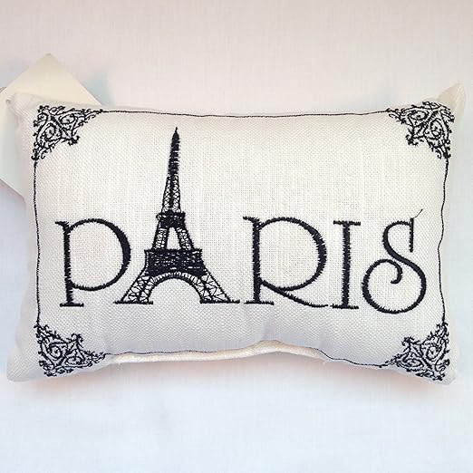 Amazon Com Paris Small Cute Embroidered Accent Pillow 5 1