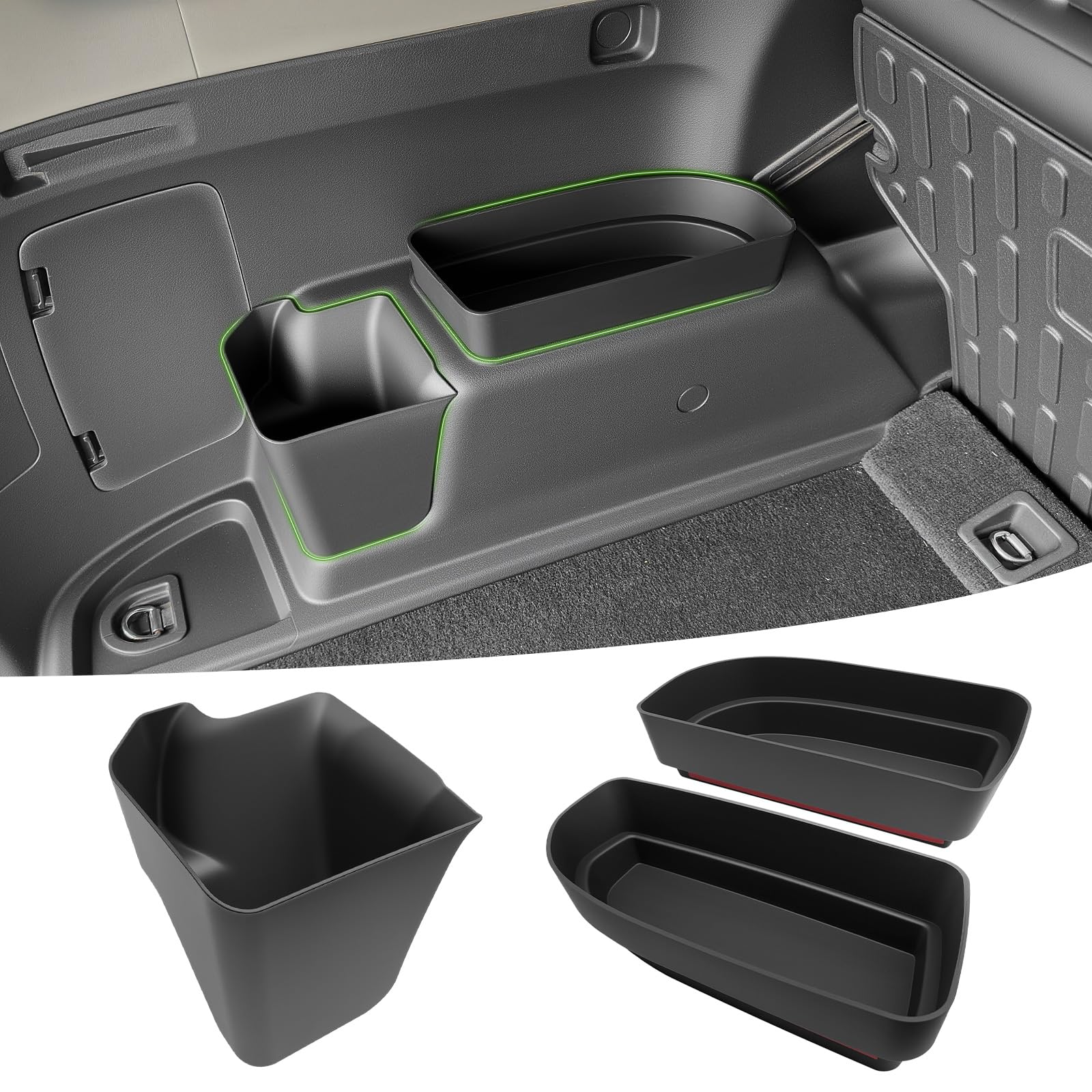 Photo 1 of Qyebbk Trunk Organizer for 2010-2024 Toyota 4Runner 5-Seat 2nd Row(NOT Fit 7-Seat 3rd Row), Rear Trunk Storage Box Bin Cargo Tray for 10-24 4 Runner Interior Accessories(3Pcs Trunk Organizer)