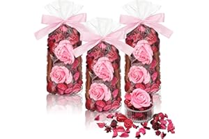 Dansib 3 Pcs Valentine's Day Potpourri Bags 15 oz Pink Potpourri Bowl Filler Vase Scent Valentine Gift Potpourri Party Decor Dried Flower Table Livingroom Decor(Rose Red, Pink Heart)