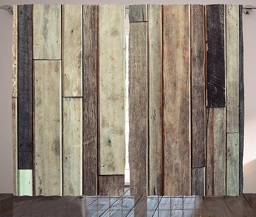 Amazon Com Ambesonne Wooden Curtains Antique Planks Flooring