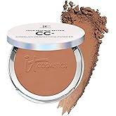 IT Cosmetics CC+ Airbrush Perfecting Powder Foundation - Sheer to Full Coverage Pressed Powder, Blurring Pores & Dark Spots, Anti-Aging Face Makeup, Hydrolyzed Collagen & Niacinamide - 0.33 oz