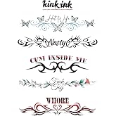 Kink Ink - 5 Large Sexy Naughty Temporary Tattoos for Women Ladies - Adult Fun for Lower Back Legs Arms Stomach