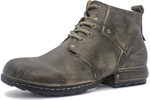 Psanfawq Mens Dress Boots Casual Oxfords Ankle Lace up Shoes Fashion Leather Chukka Business Boot AF001-2