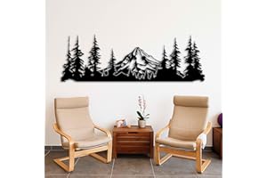 KAWA METALWORKS Rocky Mountain Metal Wall Art, Farmhouse Wall Art featuring Mountain Hill and Pine Trees, Living Room Metal W