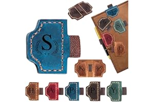AEBGSA Custom Bygone Mark Bookmark with Pen Holder, 26 Letters Name Initial Personalized Magnetic Leather Bookmark, Gifts for Book Lovers, Readers, Travelers, Leather Book Marks (Blue, S)