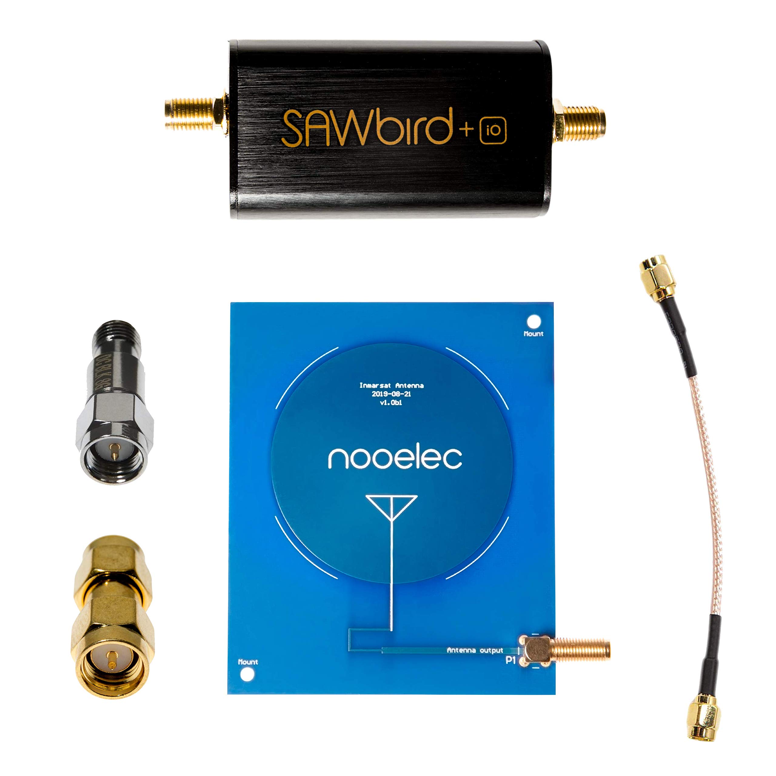 Nooelec Active Inmarsat Reception Bundle - Includes LNA & Filter Module, High Gain (3.5dBi) 1550MHz Patch Antenna, SMA DC Block, Cables & Adapters. Compatible with most SDRs!