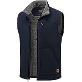 Cotrasen Men's Vest Cotton Work Vest Sherpa Lined Casual Outerwear Fleece Warm Sleeveless Jackets