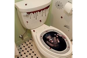 ROFARSO Halloween Toilet Lid Decals 3D Horrible Wall Stickers DIY Scary Home Decor Bathroom Screaming Bloody Dark Creatures Decoration Poster for Punk Party (Midnight Calling Back)