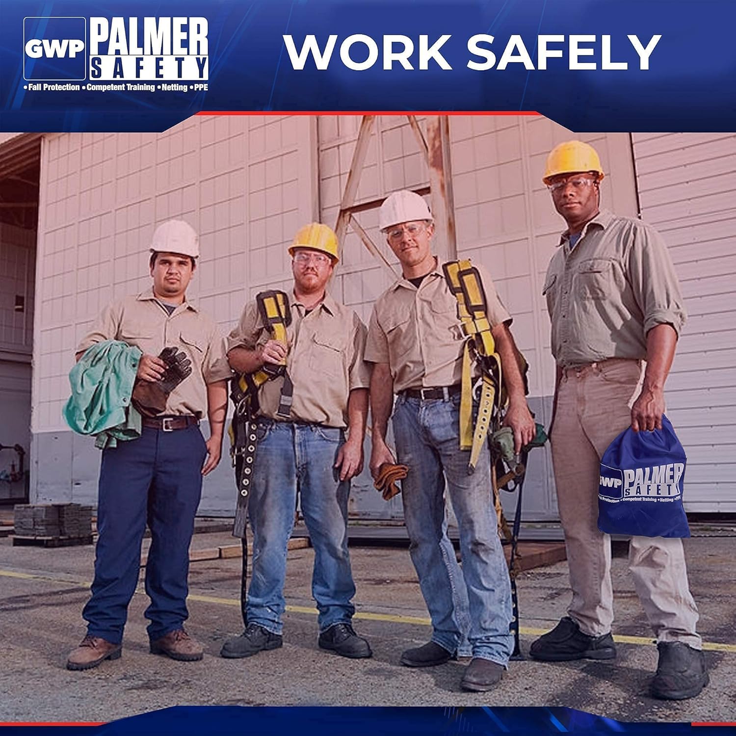 Palmer Safety Fall Protection Safety Harness w/Detachable 6' Single Leg Lanyard I EXTERNAL Shock Absorber Lanyard I OSHA/ANSI Fall Arrest Kit I Ideal for Industrial & Construction Use (Yellow - 1pk) - - 