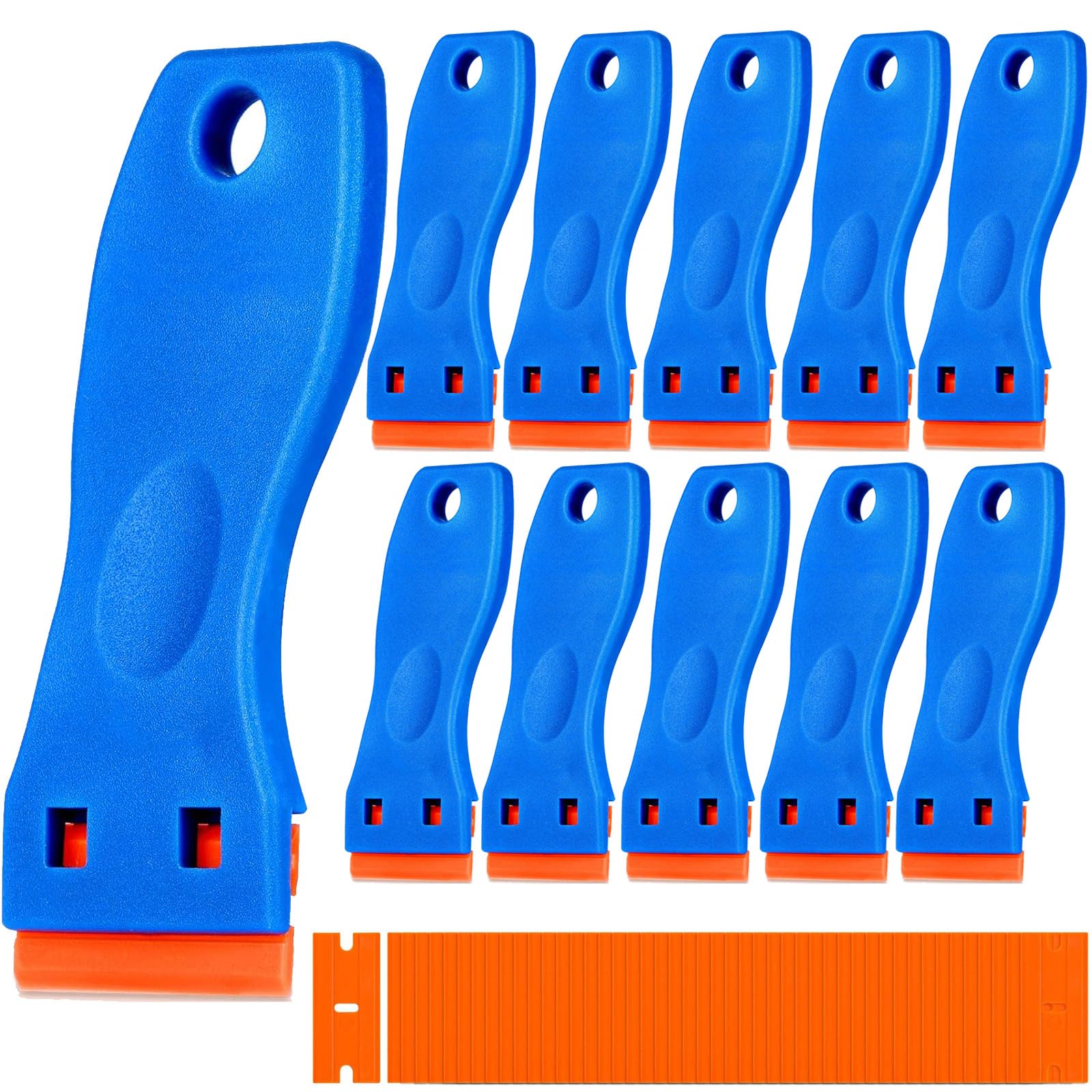 Photo 1 of 10 Plastic Razor Blade Scraper, 100 Pcs Blades, Remove Label Decal Tool for Stickers, Gaskets and Paints on Window Car Glass