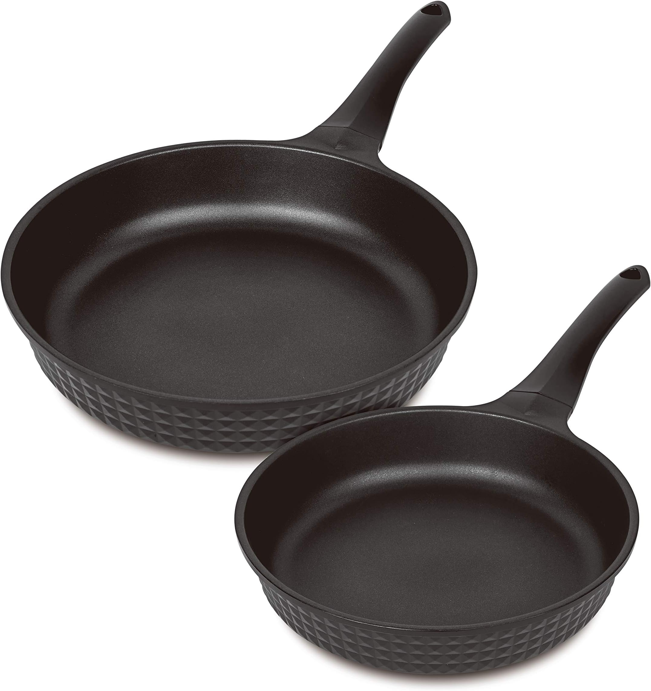 MasterPan Blue Diamond Design Specialty Non-Stick Aluminum Fry Pan Set, 9.5" and 11", Series, 2-Pack,