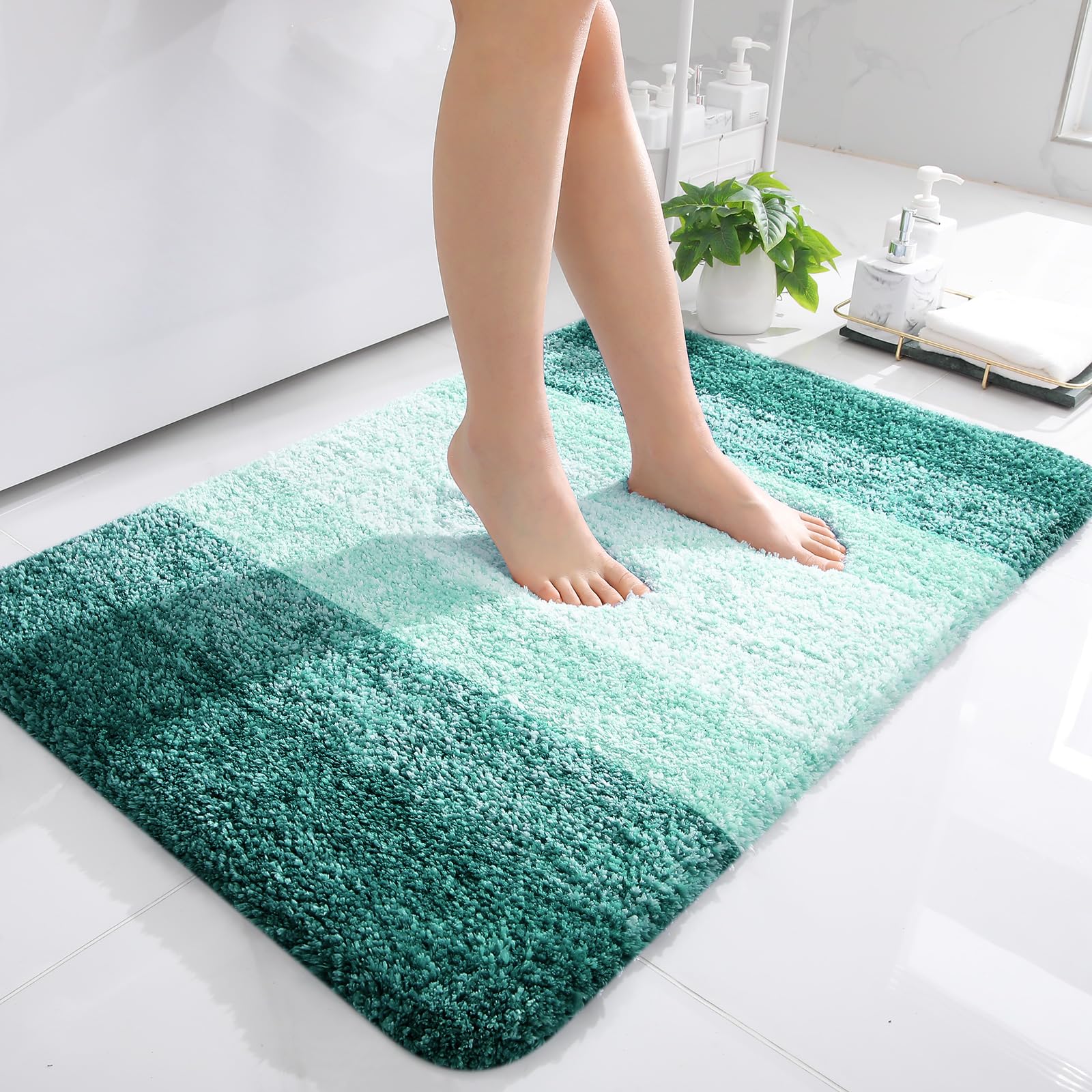 Photo 1 of OLANLY Bathroom Rugs Mat 36x24, Extra Soft Absorbent Microfiber Bath Rugs, Rubber Backing, Quick Dry, Washable Bath Mats for Bathroom Floor, Tub, Shower and Home Decor Accessories, Blackish Green