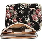 kayond Water-Resistant Canvas 14.1 Inch Laptop Sleeve-Black C Rose