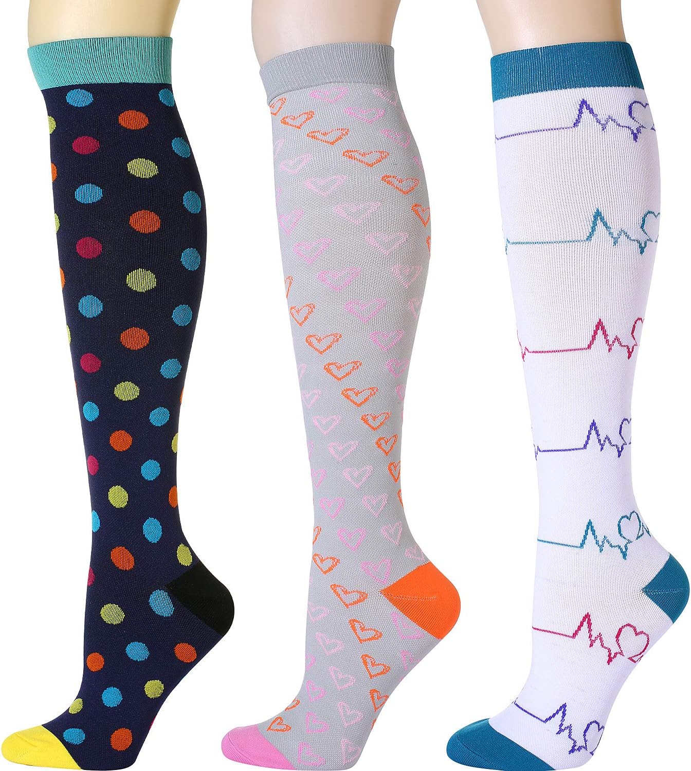 Compression Socks for Women Men - Ovruns 15-20 mmHg Pregnant Nurse Flight Surgery Recovery Support Stockings 3/4 Pairs