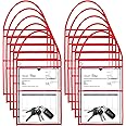 Epakh 30 Pack Work Order Plastic Sleeves Repair Order Sleeves 9 x 12 Inch Work Order Holder Pockets Job Ticket Holders Dry Erase Shop Ticket Holders with Hanging Strap, Both Sides Clear (Red)
