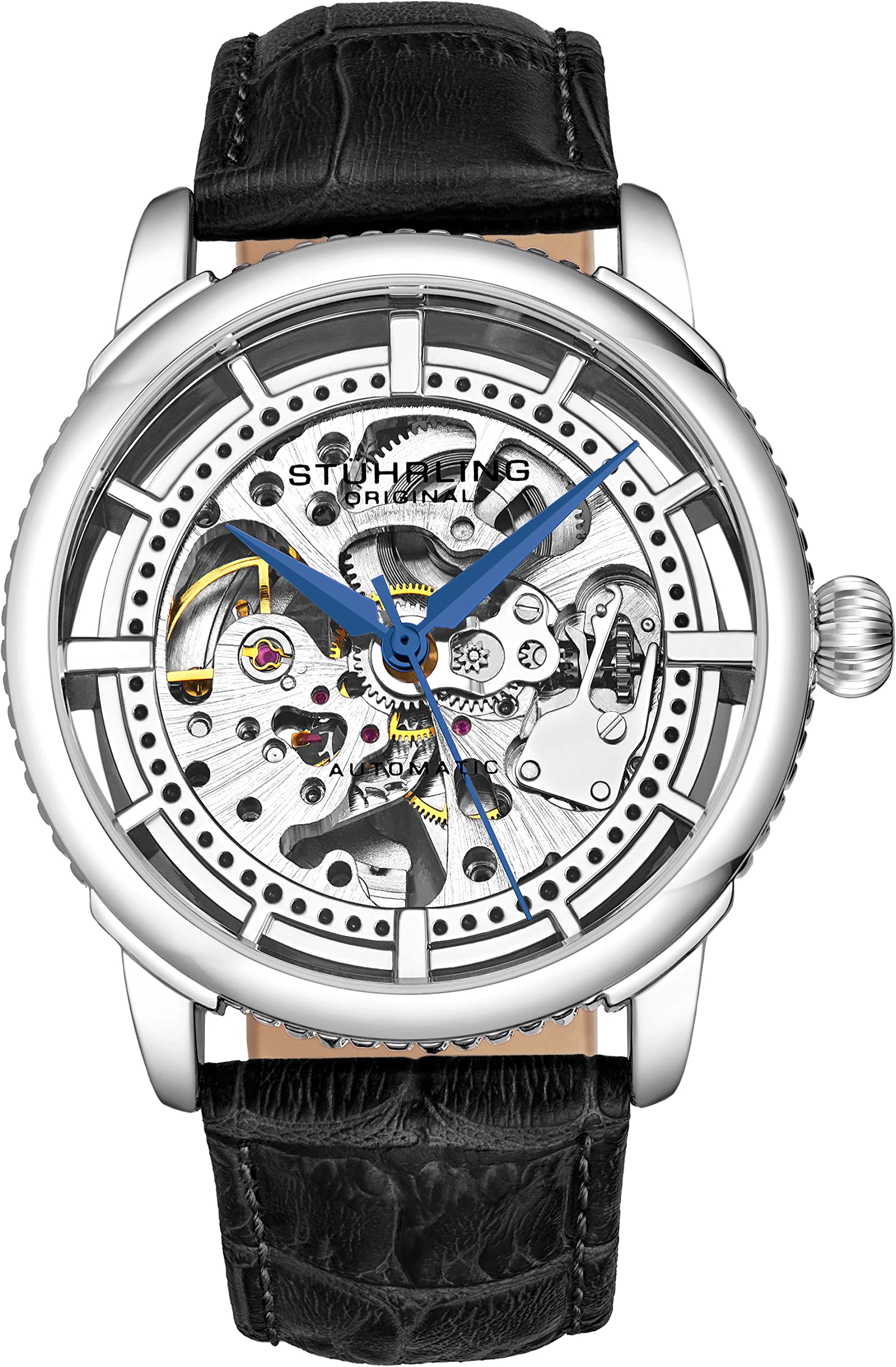 Stuhrling Original Mens Automatic Watch Skeleton Stainless Steel