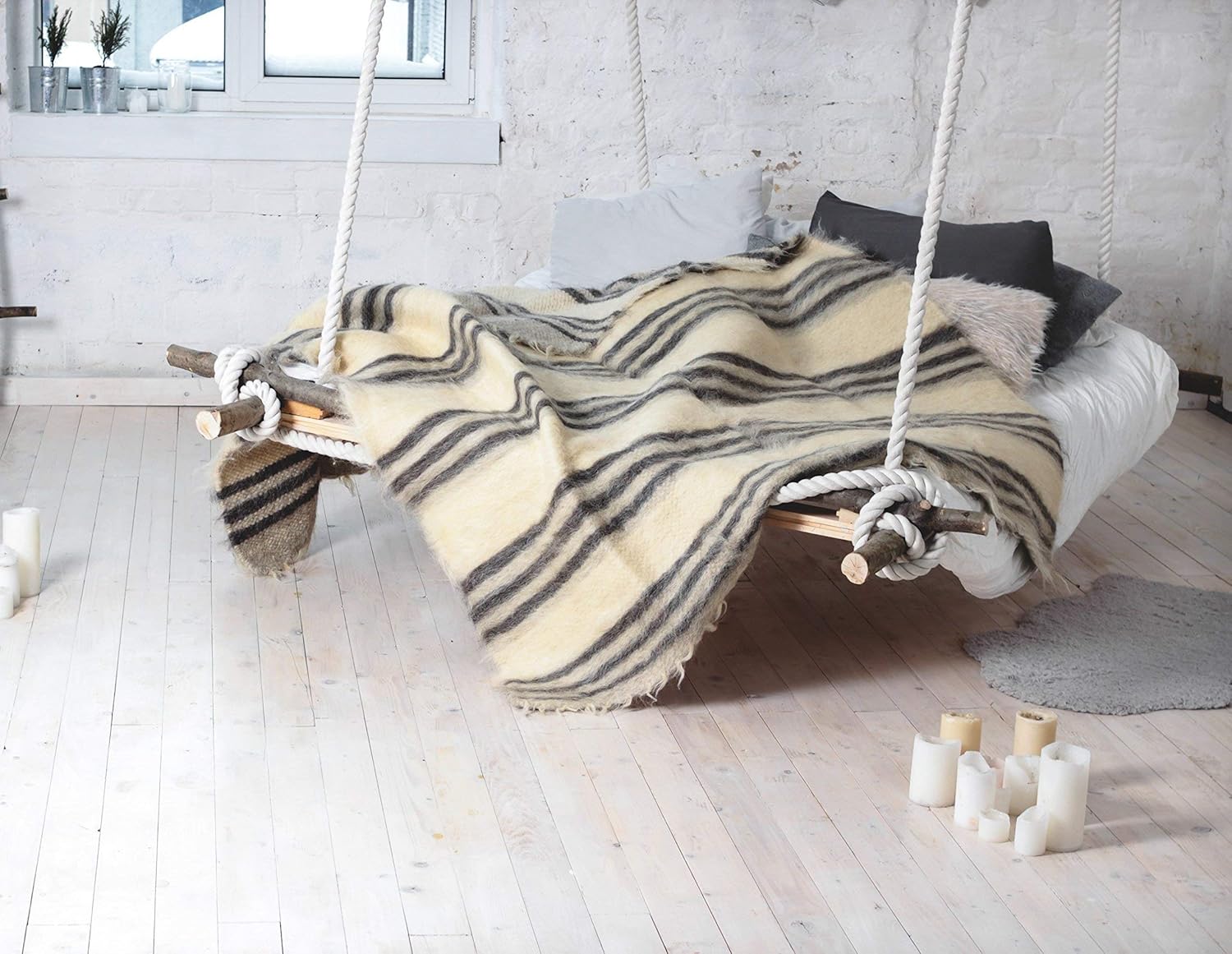 Amazon.com: Moroccan Gray Wool Throw Blanket, Plaid for ...