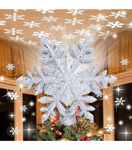 Adiwiid Christmas Tree Topper With Snowflake Projector – Rotating LED Light For Holiday Decor - View #5