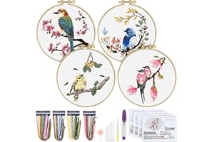 ERKOON Embroidery Kit for Beginners, Art Craft Handy Sewing Set Cross Stitch Starter Kits, DIY Embroidery Kits with Patterns 