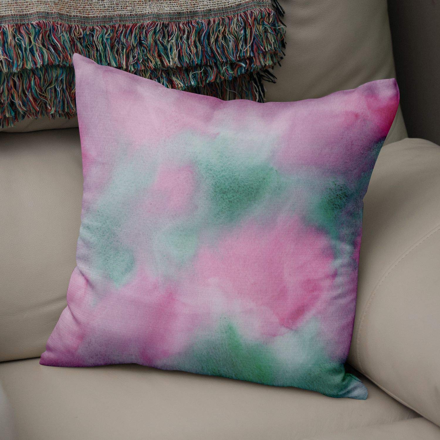 Bonamaison Decorative Cushion Cover Watercolor Theme, Throw Pillow Covers, Home Decorative Pillowcases for Livingroom, Sofa, Bedroom, Size:43X43 Cm - Designed and Manufactured in Turkey
