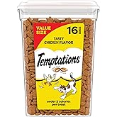 Temptations Classic Crunchy and Soft Cat Treats, Tasty Chicken, 16 oz | Under 2 calories per treat, crunchy outside &amp; soft inside, resealable tub, 100% complete &amp; balanced, snack, meal or topper