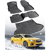 All Weather Guard Floor Mats & Cargo Liner for Subaru Legacy 2015 2016 2017 2018 2019, Non-Slip Waterproof Full Set TPE Front Rear Trunk Mats Custom Fit for Automotive Car Interior Accessories, Black